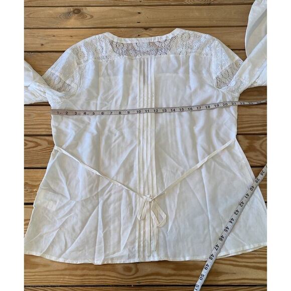 Jacqueline Riu Lace Detail 100% Silk Blouse Size 5 Women’s Ivory - Picture 7 of 8